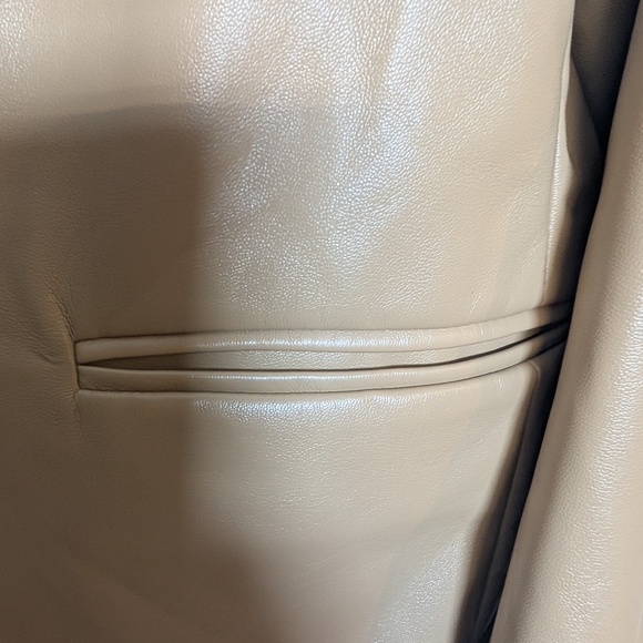 Joie Tan Faux Leather Blazer XL - Picture 4 of 10